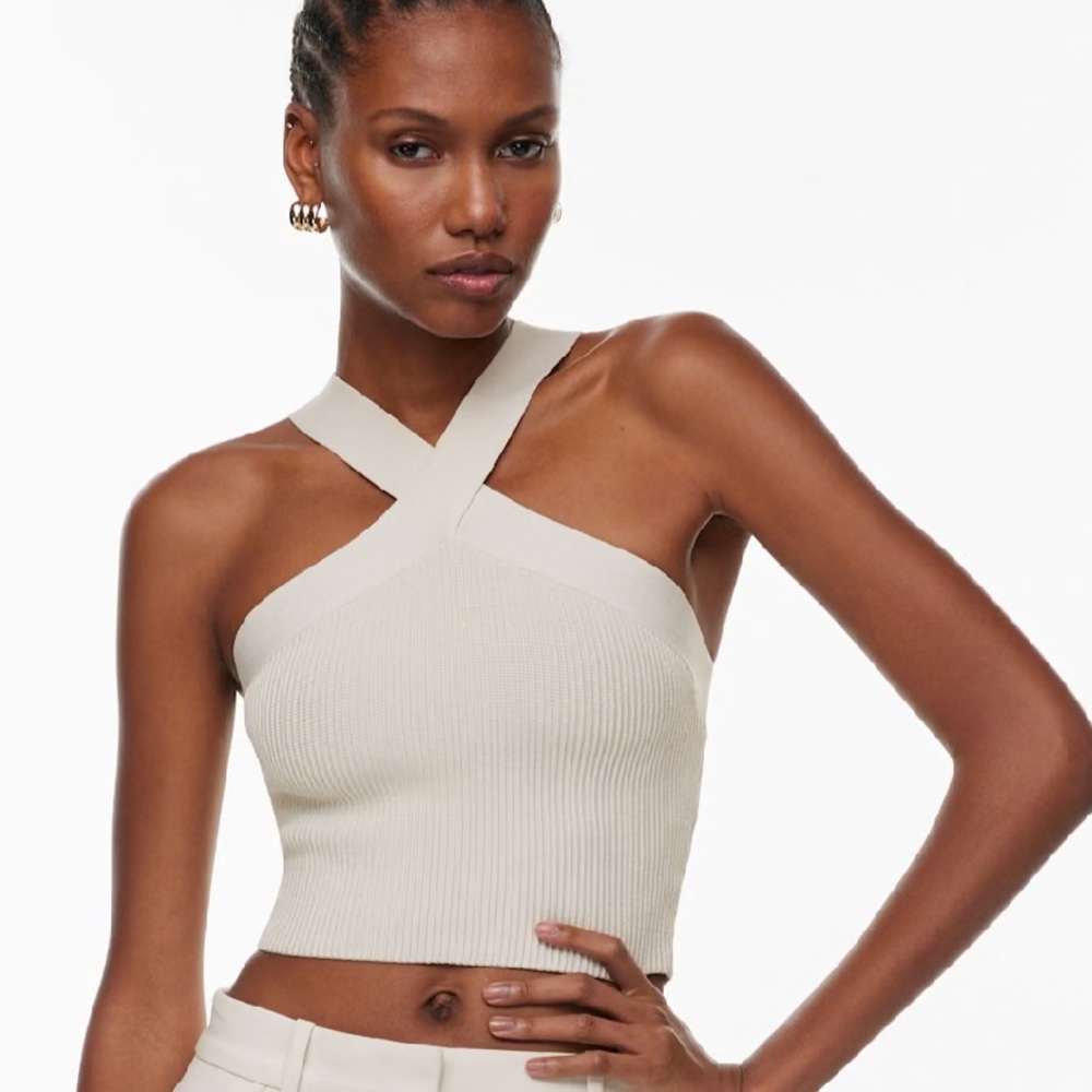 Aritzia Sculpt Knit Cropped Criss Cross Tank - M